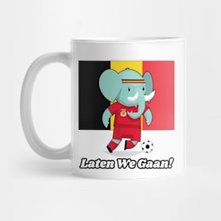 ⚽ Belgium Football, Cute Elephant Kicks Ball, Laten We Gaan! Score! Mug